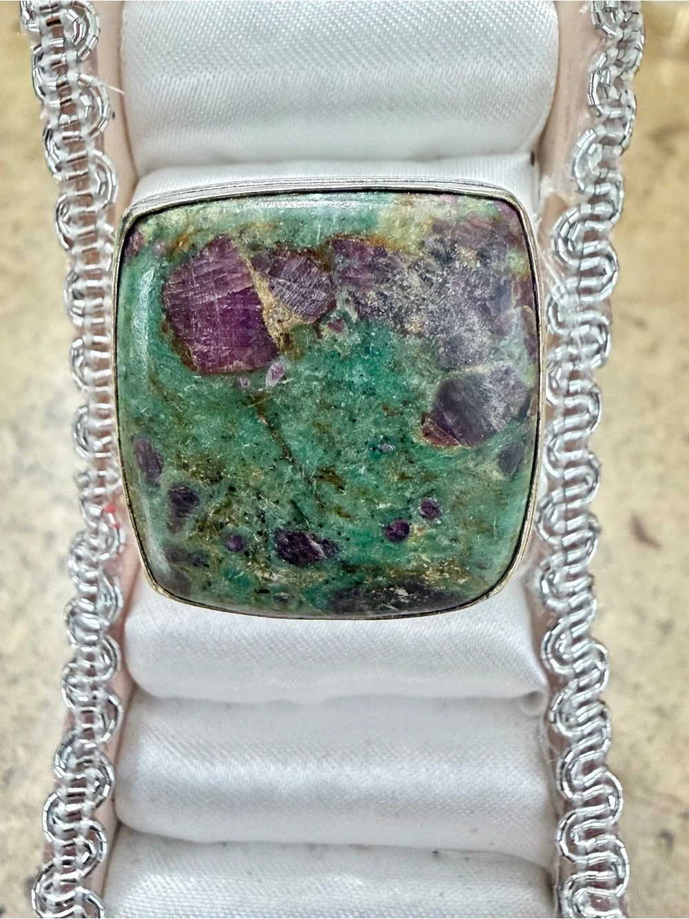 Handcrafted Ruby Zoisite Statement Ring _Sz 10 - Picture 1 of 6